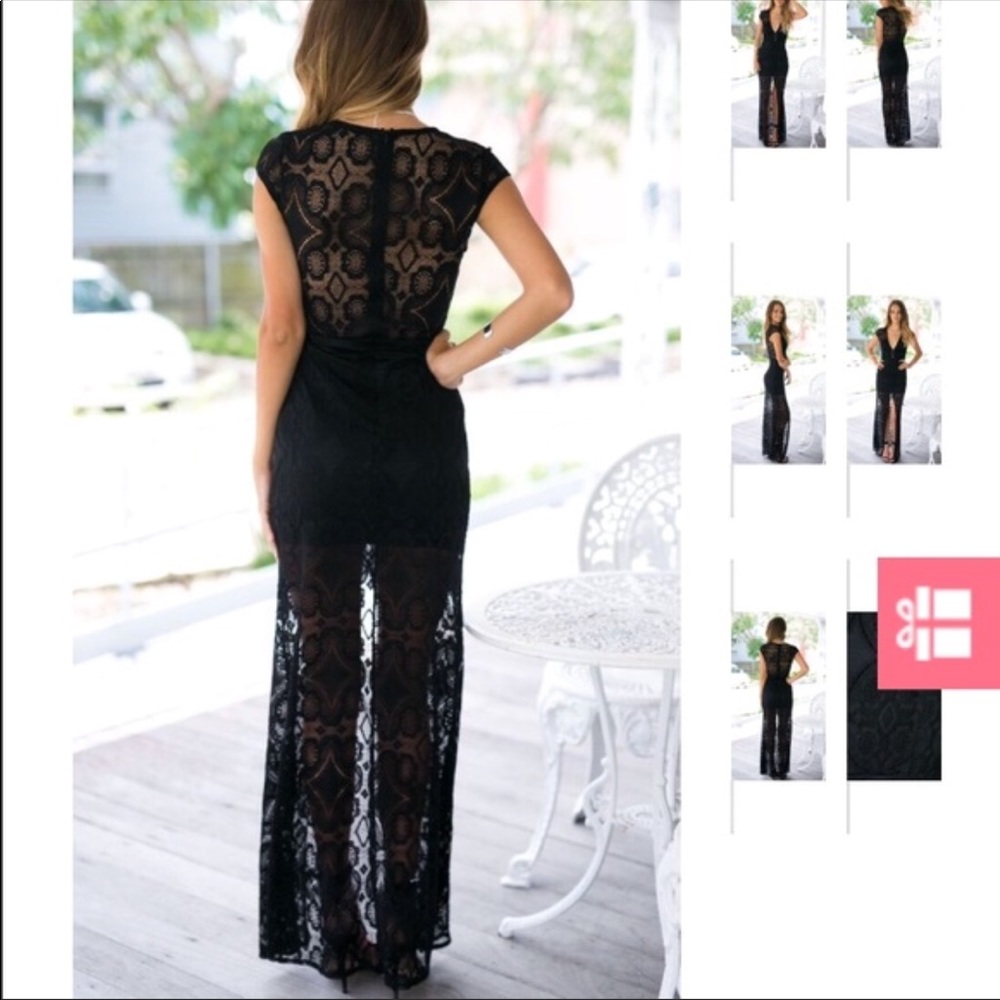 Black lace maxi dress